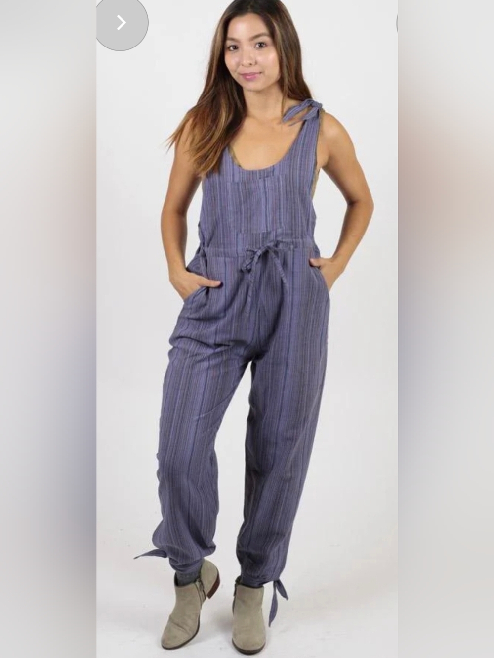 Lakhays Zenventurous Stripey Boho Cotton Overalls Jumpsuit Size S/M